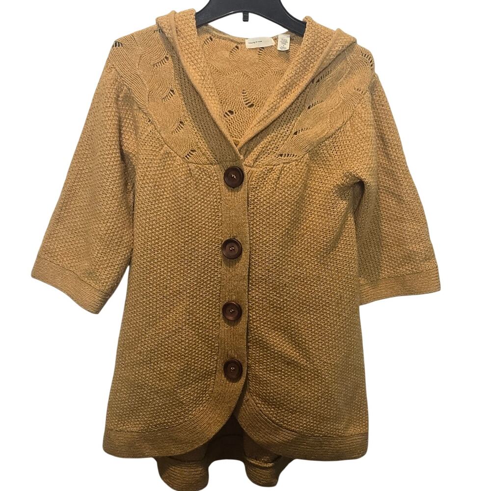 Anthropologie Sleeping on Snow yellow hooded cardigan sz M wool blend